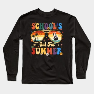 Retro Last Day of School's Out For Summer Teacher Long Sleeve T-Shirt